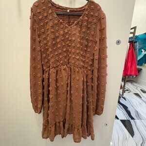 Polka Dot Brown Dress